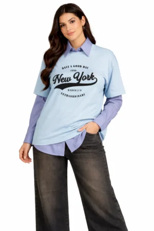 Conjunto Camisa - Camiseta (Celeste)